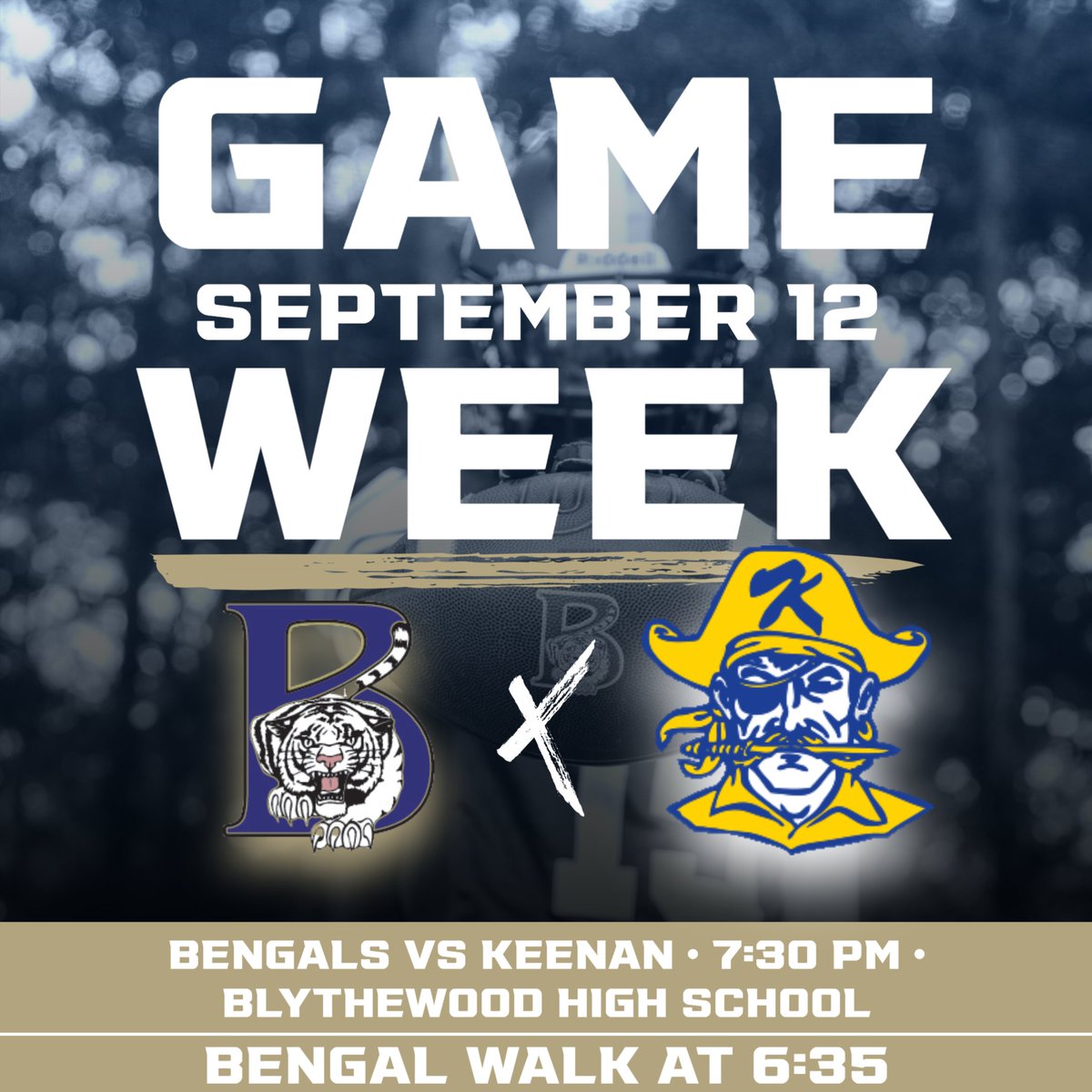BHSBengalFB's tweet image. GAME WEEK
All games are at home this week
B-TEAM 9/11 
5:30 vs. Fairfield Central

JUNIOR VARSITY 9/11
7:30 vs. Rock Hill

VARSITY 9/12
6:35 Bengal Walk
7:30 vs. Keenan
#begreat #FN5GL #sweepstakes
