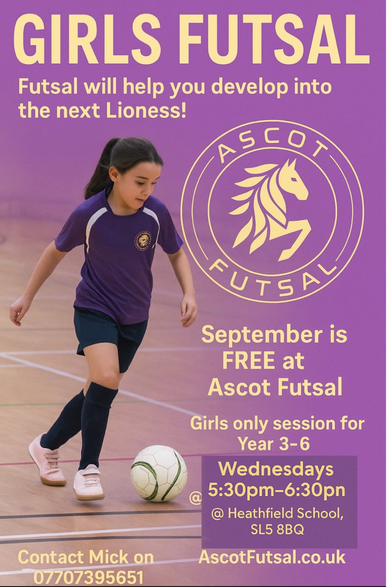Girls futsal FREE all September!! Come and give it a go! All details on flyer attached…