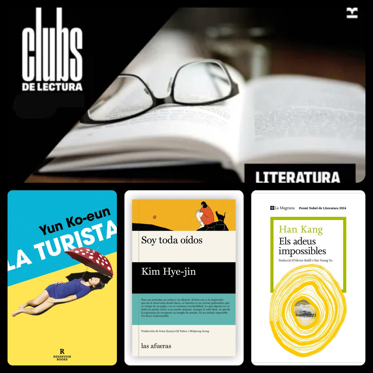 A las 16:00h, inscripciones abiertas para el Club de lectura a mida: literatura de Corea del Sur  
📅3 sesiones, de octubre a enero, lunes de 18:30 a 20:00h
📍presencial en la Biblioteca Fort Pienc
👉conducido por <a href="/ETorresSimon/">Esther Torres</a>
📋gratuito
Más información:
bit.ly/3JR94Xv