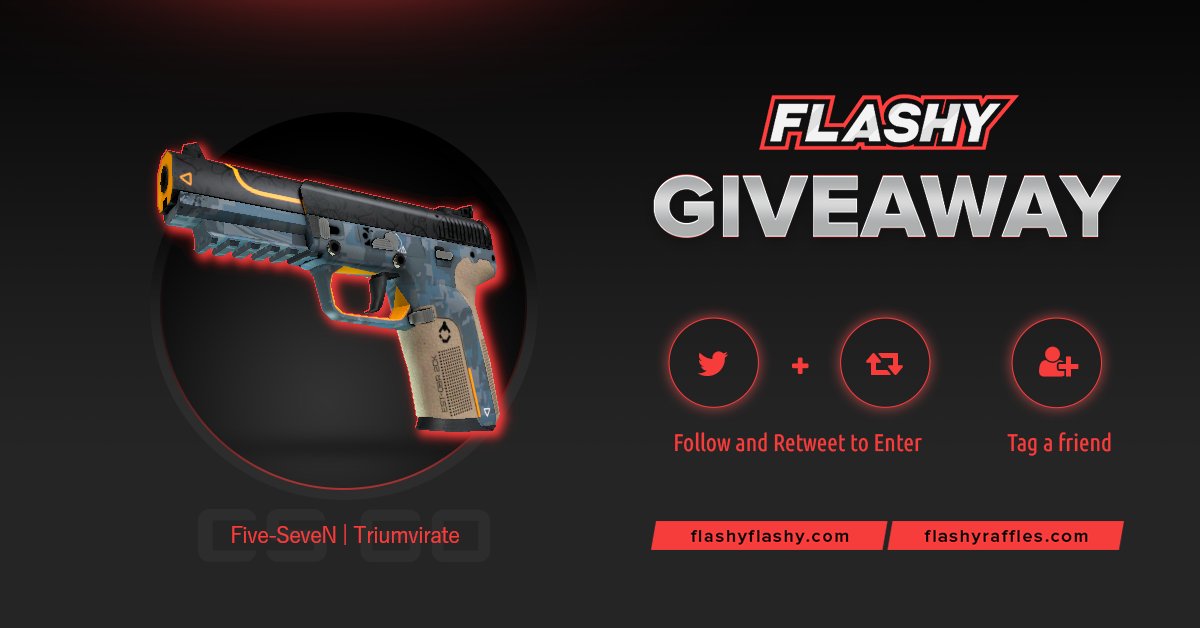flashyflashycom's tweet photo. 🔥 24H GIVEAWAY !!! 🎁 Five-SeveN Triumvirate !

To win:
✅ Visit for free codes: https://t.co/Fonu6Ev9f2
✅ Retweet
✅ Tag a friend 
✅ Follow us

#flashyflashy #giveaway #csgoskins #CSGOGiveaway https://t.co/qexqDbViF0