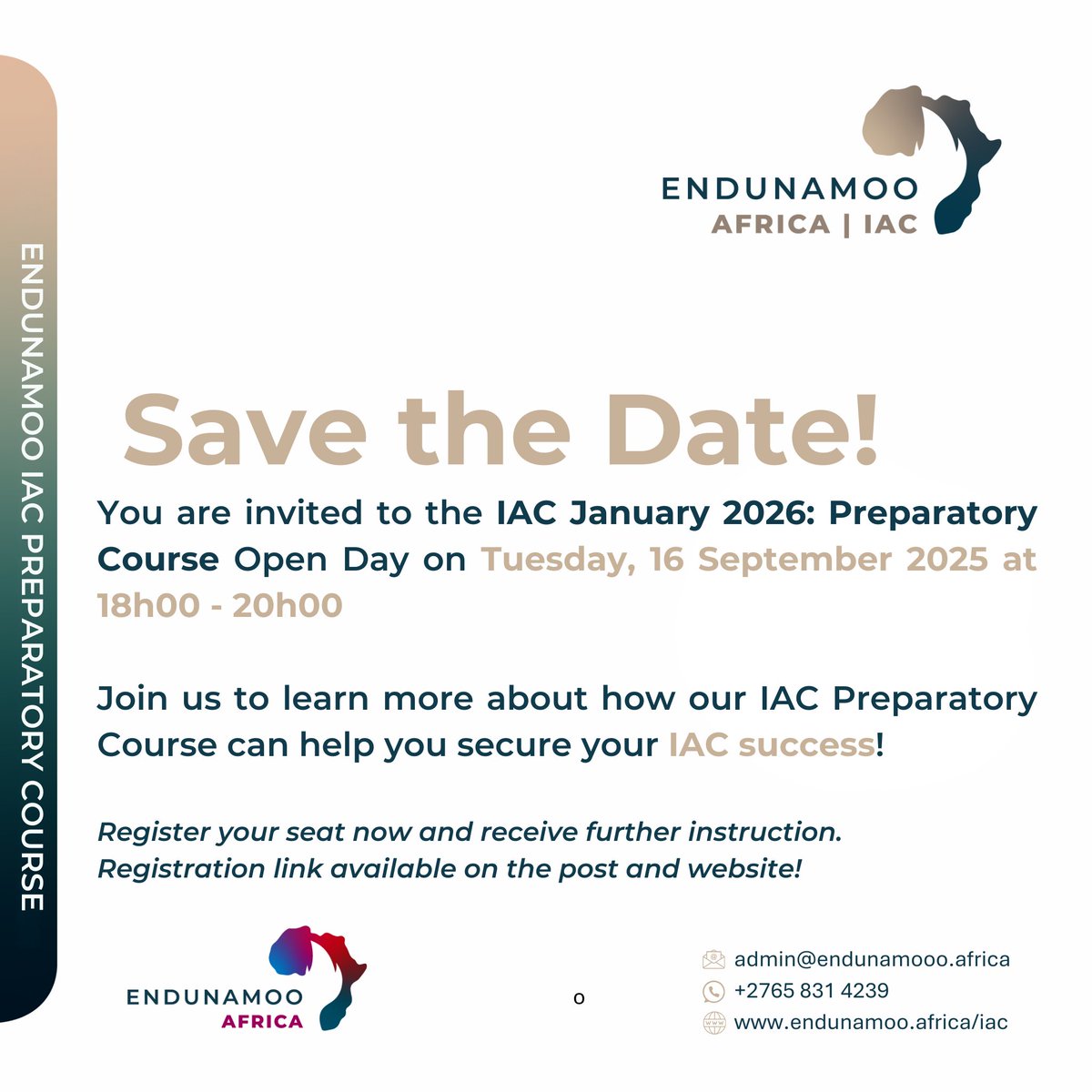 Join us for the IAC January 2026 Preparatory Course Open Day session and let us partner with you on your journey to IAC success. Register your seat using this link - bit.ly/4najPCy
 
Get more information about our programme on our website - bit.ly/m/iac