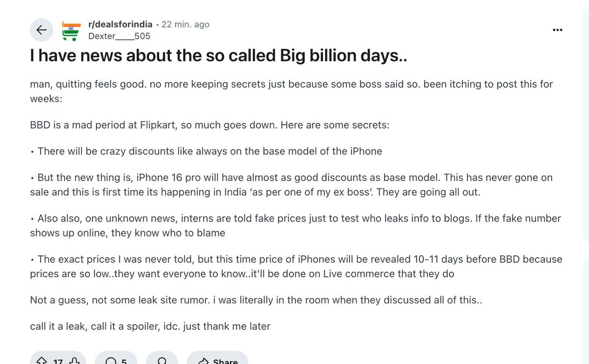 BBD on Reddit = unofficial Flipkart press conference 😂 #Flipkart #BigBillionDays #iPhone