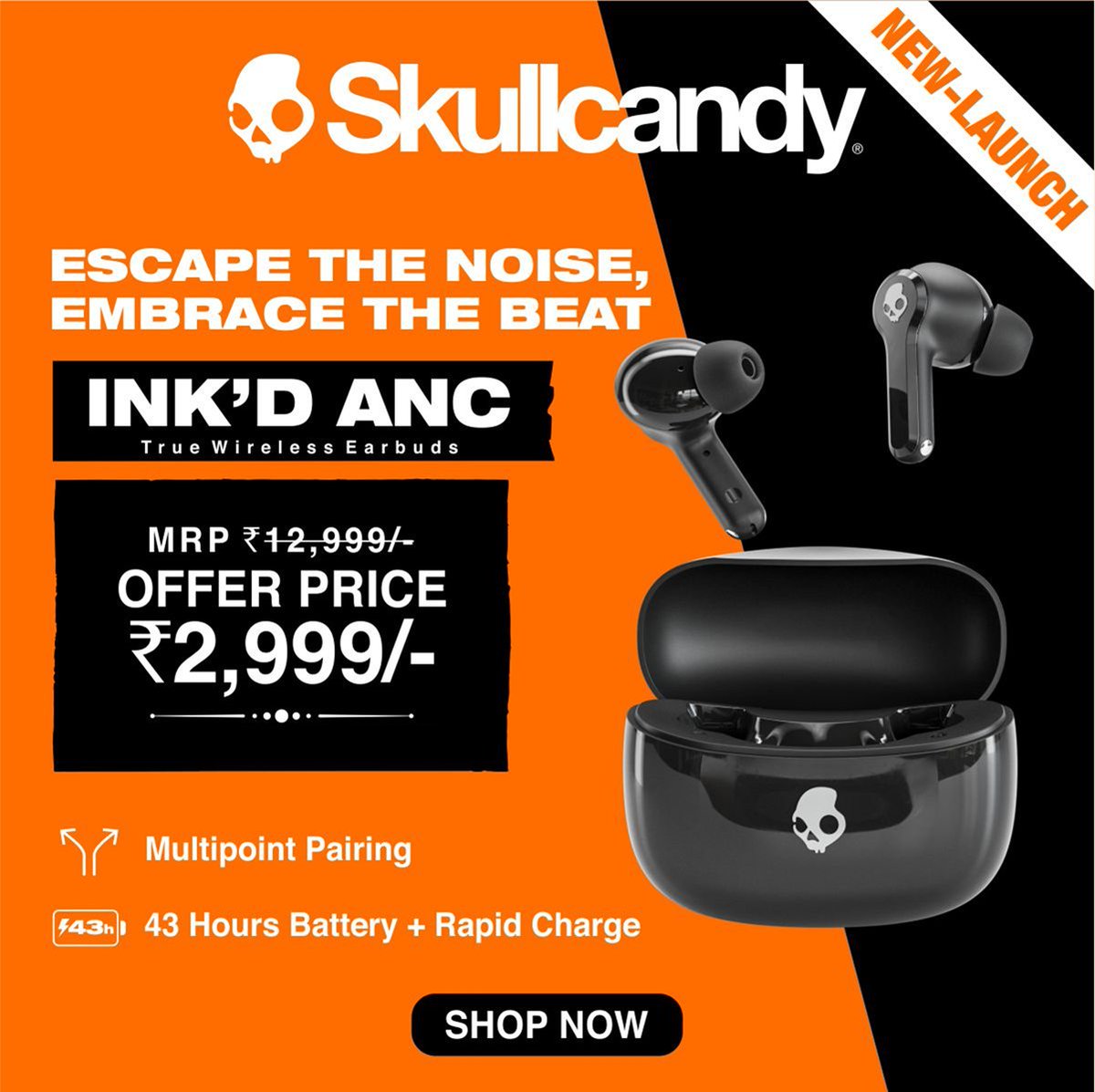 New launch Skullcandy INK'D ANC - These earbuds bring together Skullcandy sound, Active Noise Canceling, and up to 43 hours of battery—all in a sleek, everyday-ready design. It’s everything you loved about INK’D, now with a quiet side.

Shop now: skullcandy.in