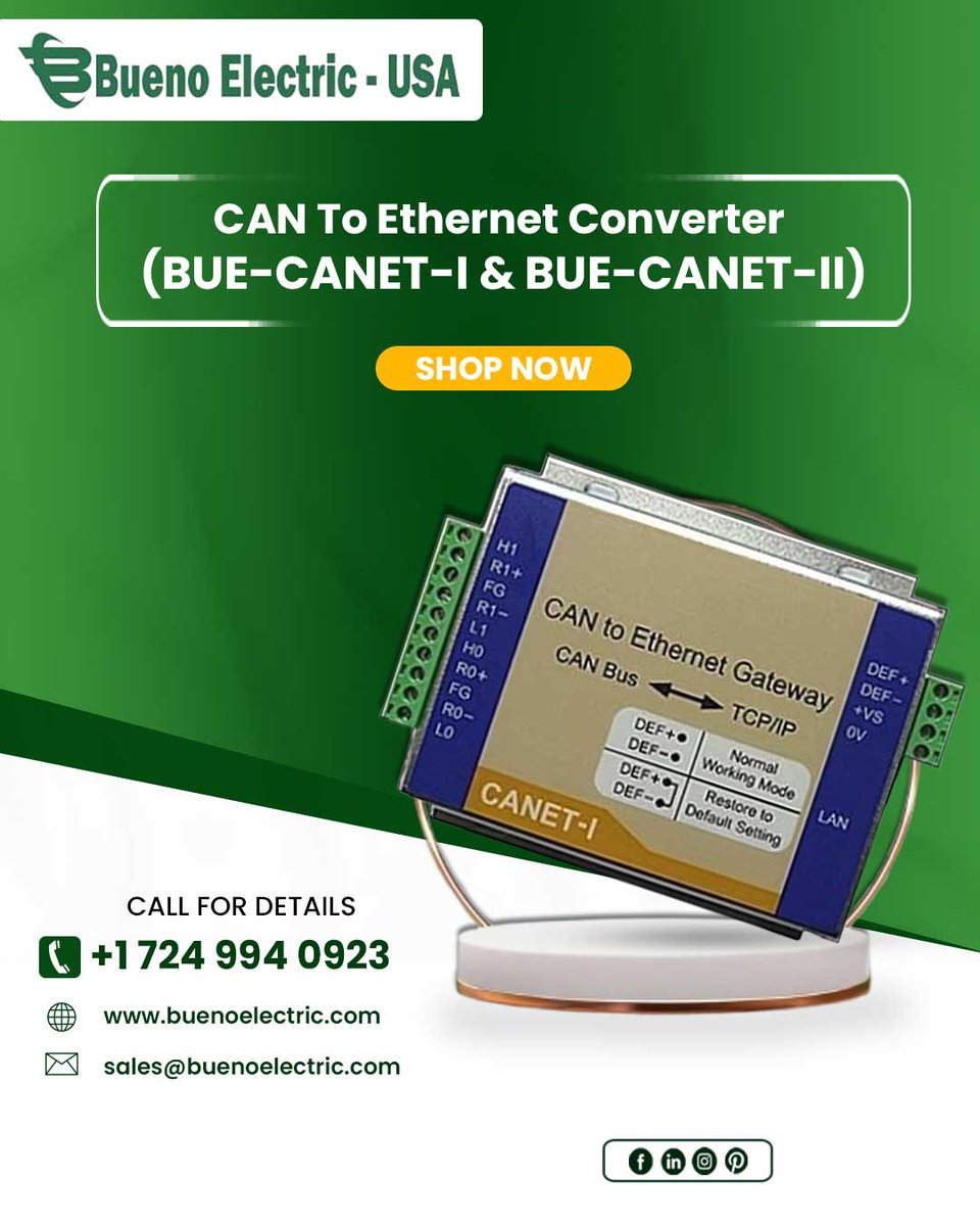 BuenoElectric's tweet image. CAN to Ethernet Converters ensuring seamless, stable industrial connectivity.
Product - buenoelectric.com/prod.../can-to…

#BuenoElectric #CANtoEthernet #BUECANET #IndustrialAutomation #IoTSolutions #SmartNetworking #AutomotiveTech #DataCommunication #InnovativeConnectivity