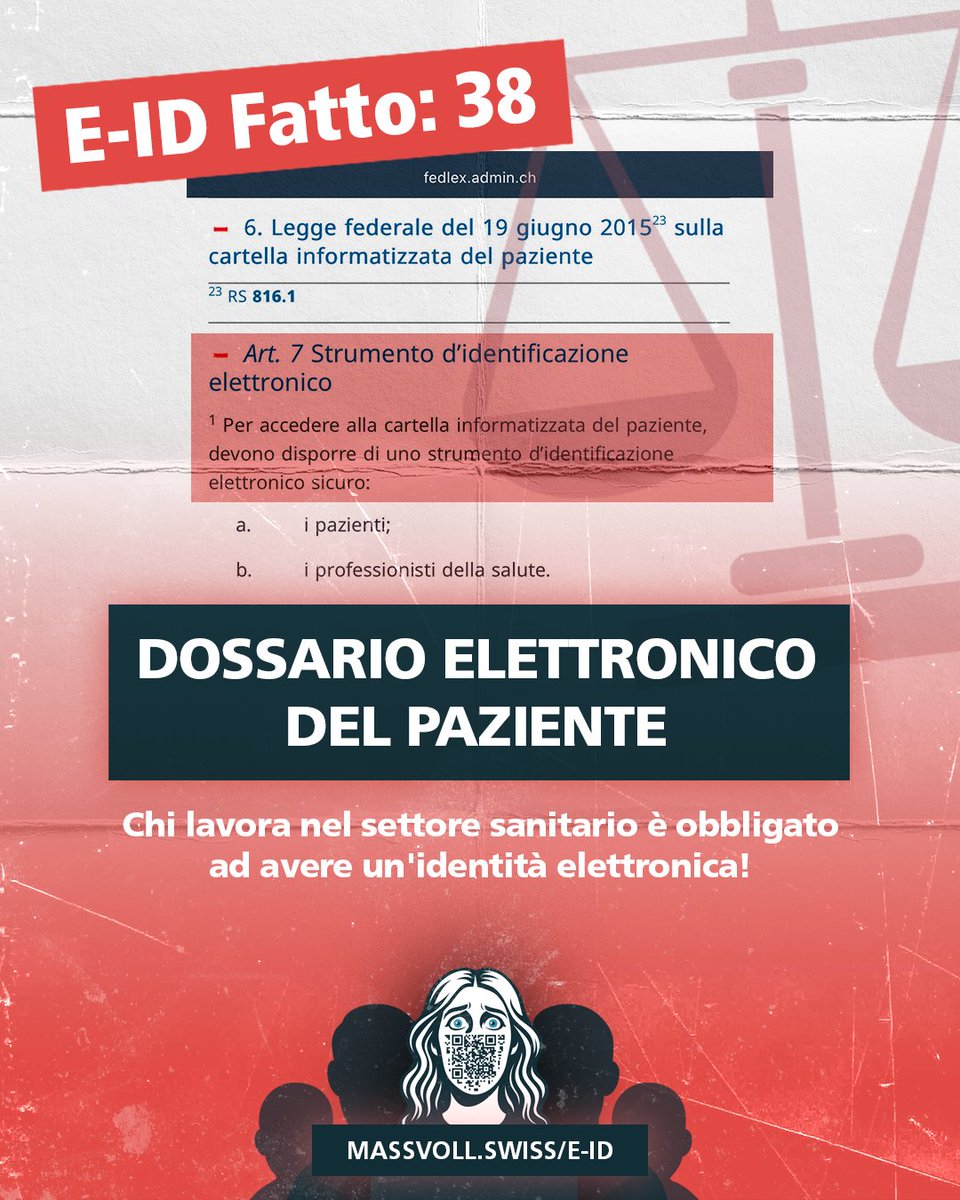 mass_voll's tweet photo. ❌ Obbligo digitale! L'E-ID è volontaria, affermano i sostenitori. In realtà, è già obbligatorio per legge che chiunque lavori nel settore sanitario abbia una #eID!

👉🏻 Previeni la coercizione digitale, sostieni la campagna: https://t.co/Zphkim1qRd! #eIDNO #voto25 https://t.co/o5sAvvjsRD