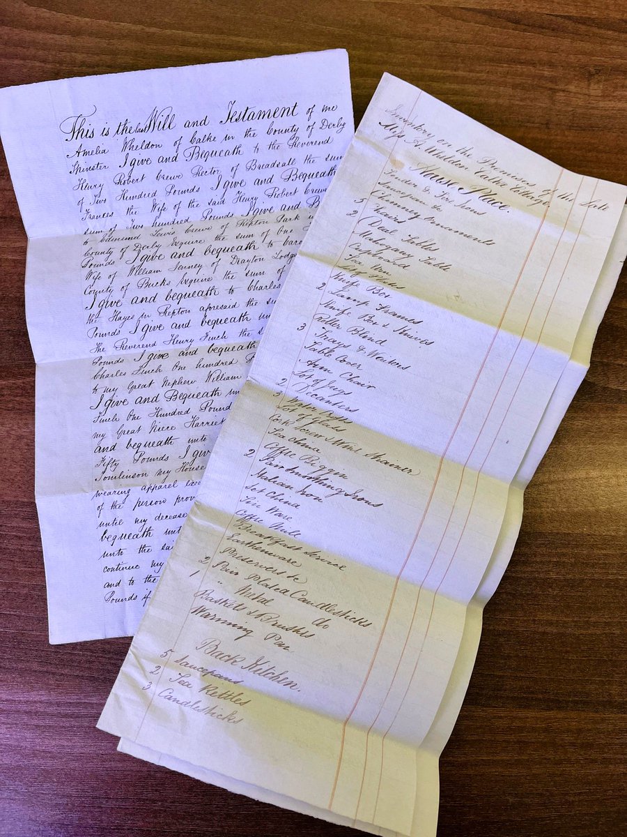 DerbyshireDRO's tweet image. A governess&apos;s life could end in poverty but not in the best households! Our #ArchiveOfTheWeek is the 1847 will of the Harpur Crewe&apos;s governess, Amelia Wheldon. She retired to a nice 3 bed cottage on the estate and gave lots of bequests to her friends and relations. 
#EYAEducation