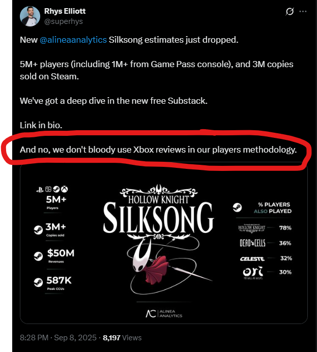 Guess they got tired of the messages on their posts. 

Notice though, he specifically mentioned "players" and not "sales"

I'm not saying i agree with the numbers (honestly don't know). was just showing they seemed to address it.