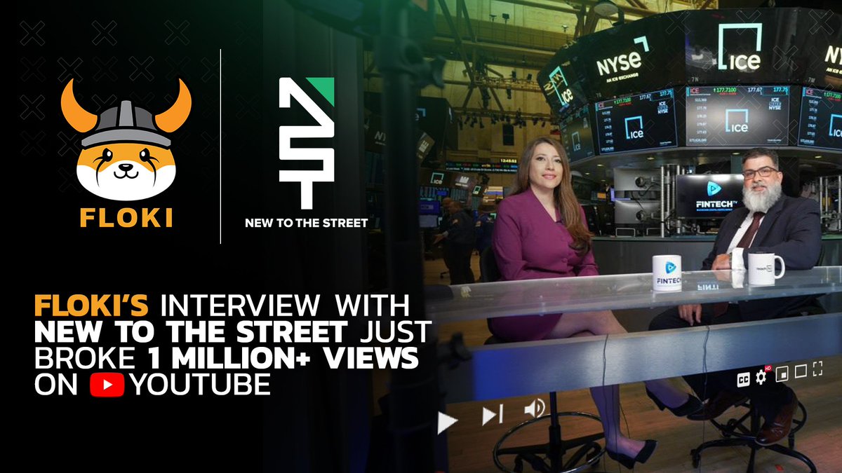 $FLOKI's interview on Bloomberg's "New to the Street" has just passed 1 MILLION views on YouTube!

This interview showcased Floki's vision, ecosystem, and community strength to a global mainstream audience.

Watch (or rewatch) the full interview here: youtube.com/watch?v=SChj7p…