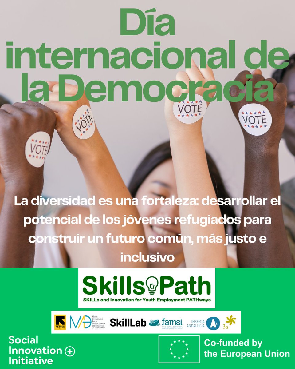 insertandalucia's tweet image. 🌍✨ #DemocracyDay
Hoy celebramos la democracia y el poder de la juventud para transformarla.

#ESFplus #SocialInnovationPlus #SKILLSbeneficiaries #EUfunds