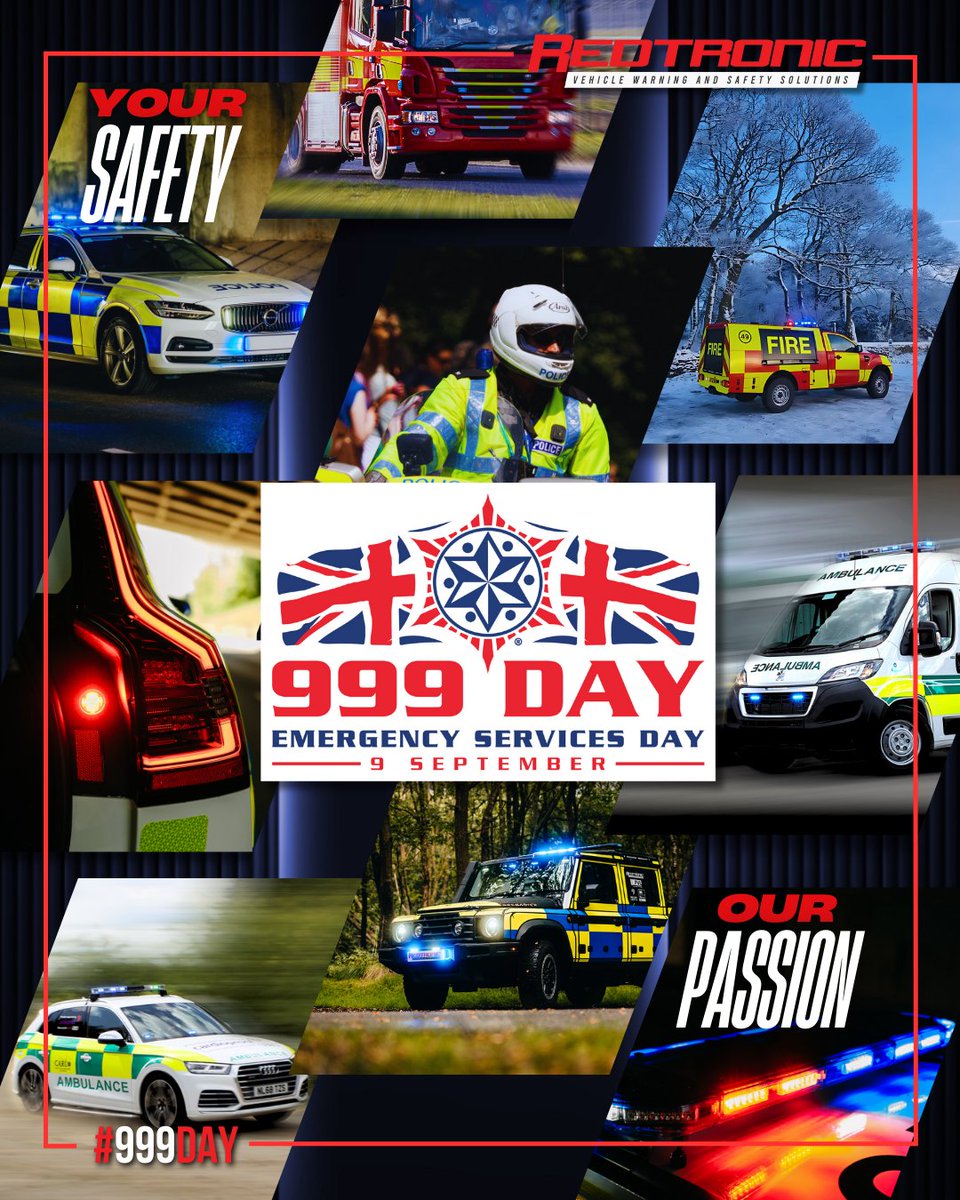 🚨 On #999Day we honour the incredible emergency services who protect us without hesitation. 🙌 Thank you for your courage &amp; dedication — Redtronic is proud to support you with lighting &amp; safety solutions since 1983. #ThankYou999 #ProudToSupport