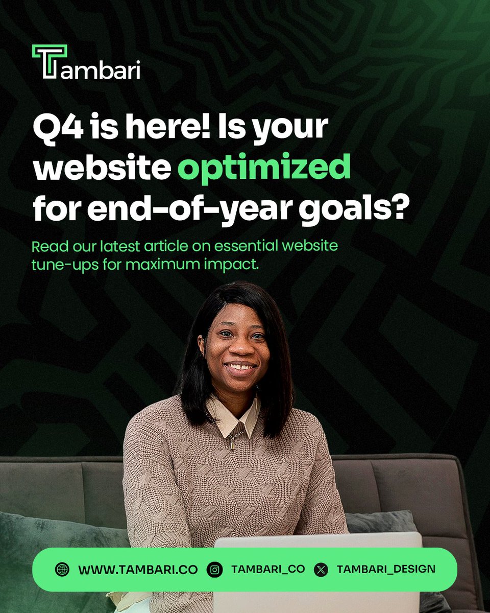 tambari_design's tweet image. Your website needs a Q4 tune-up! Read our article for essential tips. #DesignThatDefines #WebDevelopment #Business #Tambari 

tambari.co/blog/why-your-…