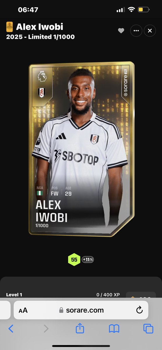 Got to say love the new design for the rookie cards this season. Looks amazing. Also gotta show off the special edition #1 iwobi great work <a href="/Sorare/">Sorare</a> <a href="/ni2las/">Nicolas Julia</a>