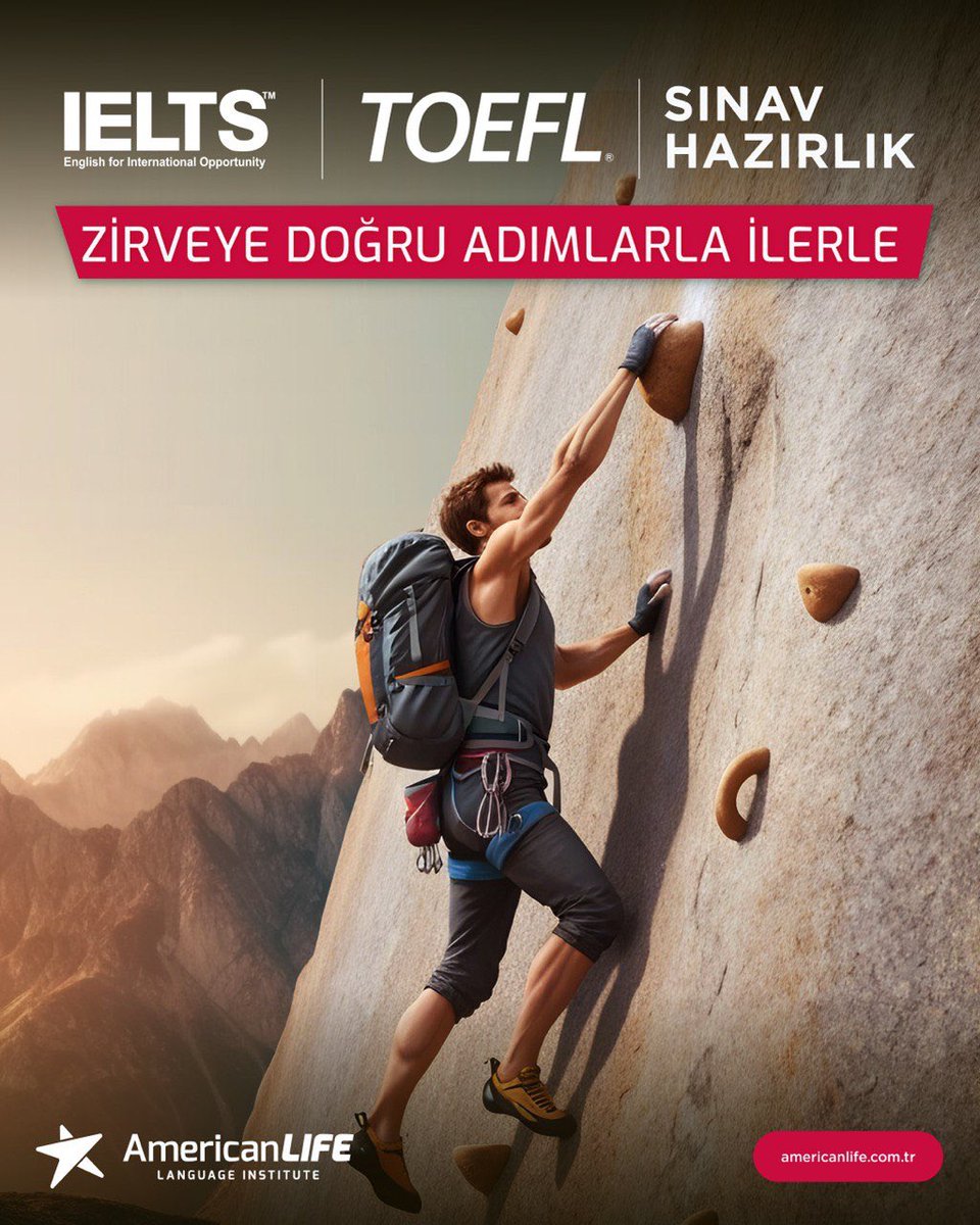 💪 IELTS &amp; TOEFL hazırlığında güçlü bir destek arıyorsan, doğru yerdesin!
American Life ile:
🔹 Hedefine uygun eğitim planı
🔹 Zaman yönetimi ve sınav taktikleri
🔹 Eksiklerini kapatacak bireysel destek
Başarıyı tesadüfe bırakma, zirveye bizimle ulaş! 
#toefl #ielts