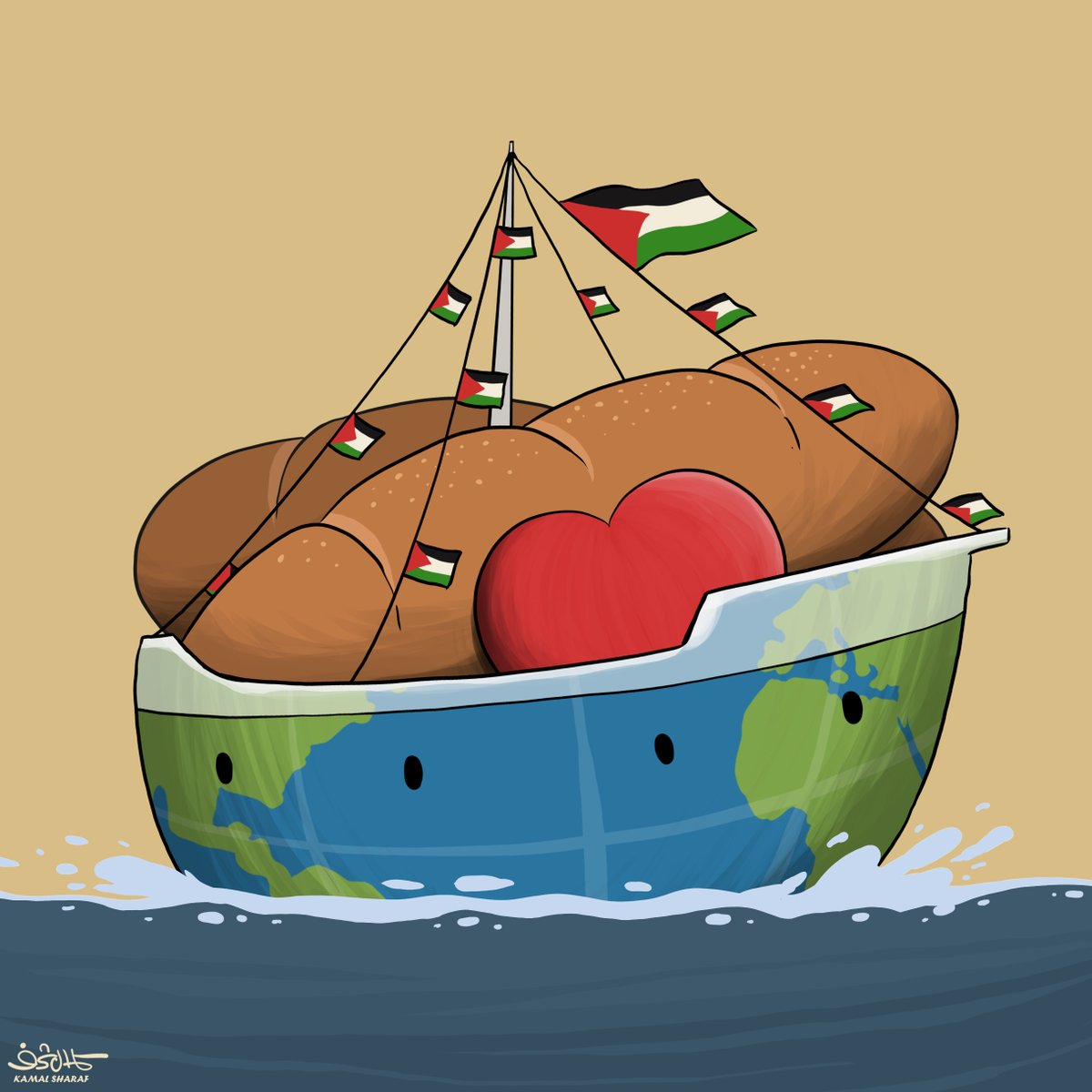 كاريكاتير 
#أسطول_الصمود