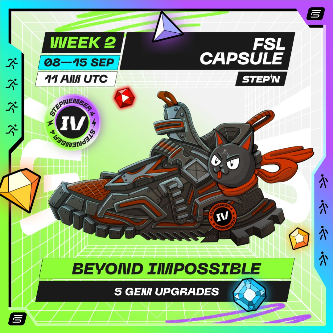 💥 STEPNEMBER4 | Design Showcase #4

👟 STEPN “Beyond Impossible”

Impossible is not STEPN. This Sneaker celebrates just how far we’ve come, by doing what everyone said we couldn’t.

✅ 2 Guinness World Records.
✅ Physical co-branded shoes with <a href="/adidas/">adidas</a> 
✅ Big-name partnerships