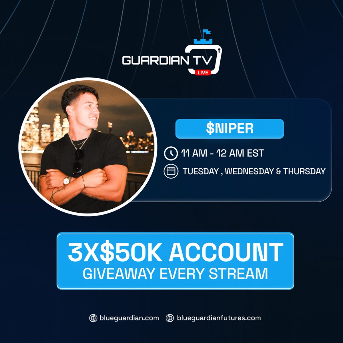 GuardianTvLive's tweet image. Join live today with @matt_loeber at 11:00 AM EST 🔴

Get free education and watch live trading

Plus, there’s a chance to win one of three $50k accounts

Link in bio.