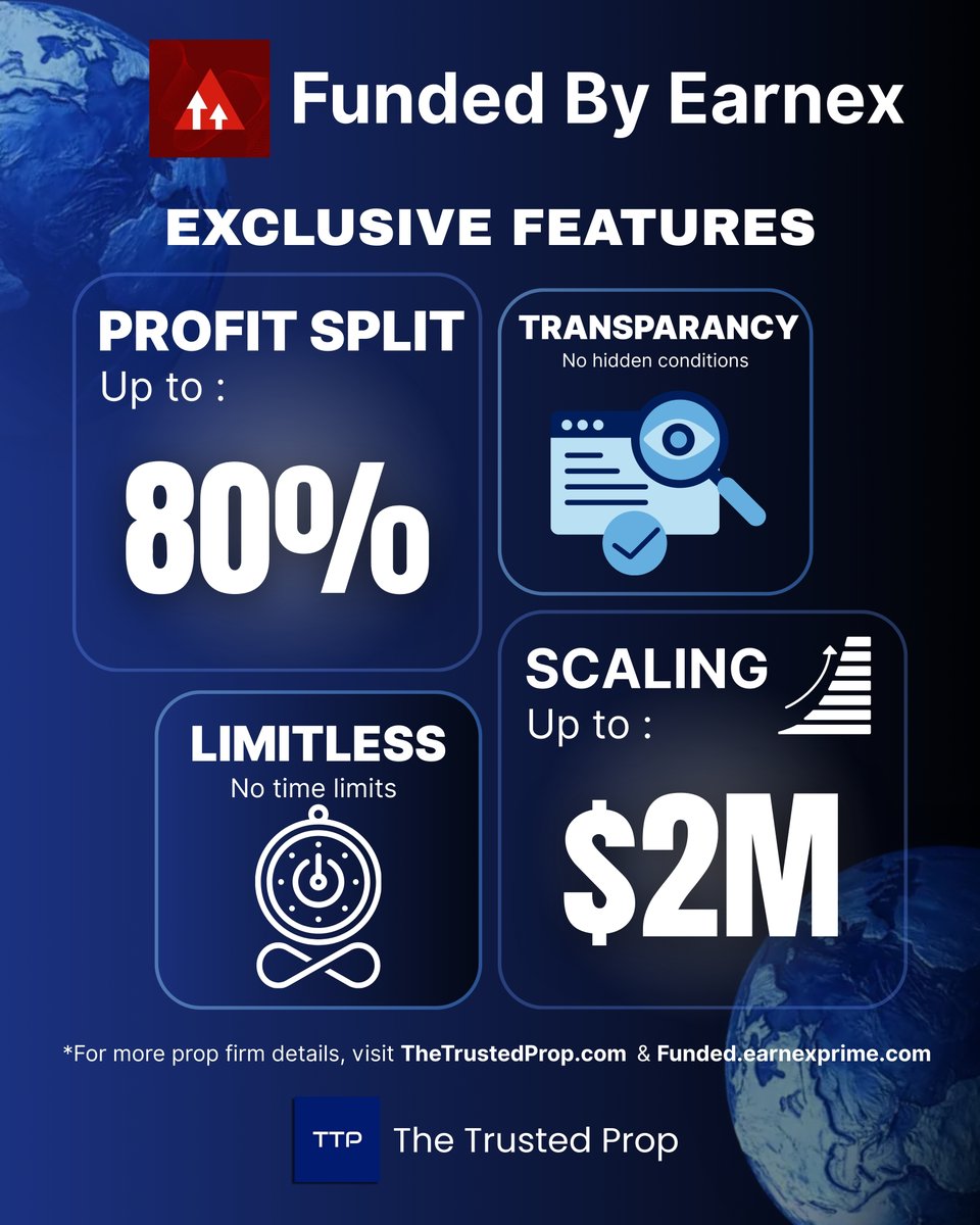 ✨ Funded by Earnex – Where Traders Grow Without Limits

Trade Big. Risk Small. Get Funded. – Earnex provides the capital, you bring the skill.

👉 Explore all the Funded by Earnex features now: zurl.co/RSpHH

💡 Use Coupon Code: TRUSTED to save on Funded by Earnex