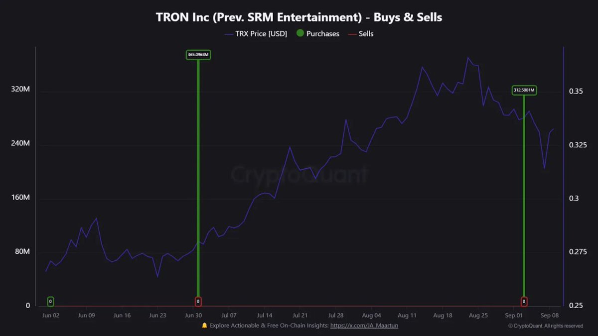 트론(Tron) Inc., 재무 자산에 3억 1,250만 TRX 추가 매입
