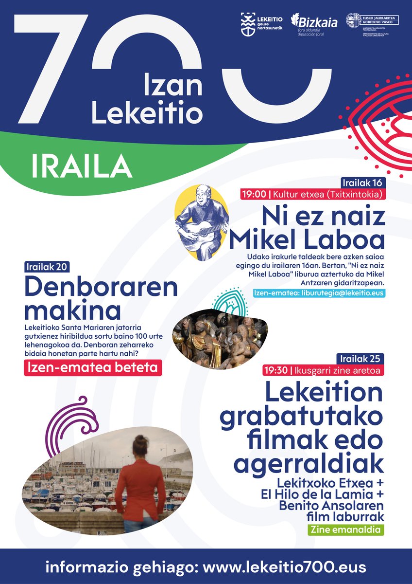 Lekeitio_Udala's tweet photo. 🌊San Antolin jaiak pasata, Lekeitio 700eko ekintzak bueltan dira.

🗓️Irailean 3 ekintza proposatzen dizkizuegu. https://t.co/dkAL31b5e1