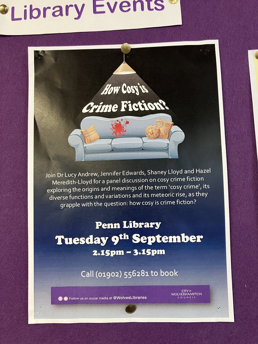 LucyVAndrew's tweet image. Today’s the day! Join us at 2.15pm at Penn Library at @WolvesLibraries for our FREE event on cosy crime fiction!
