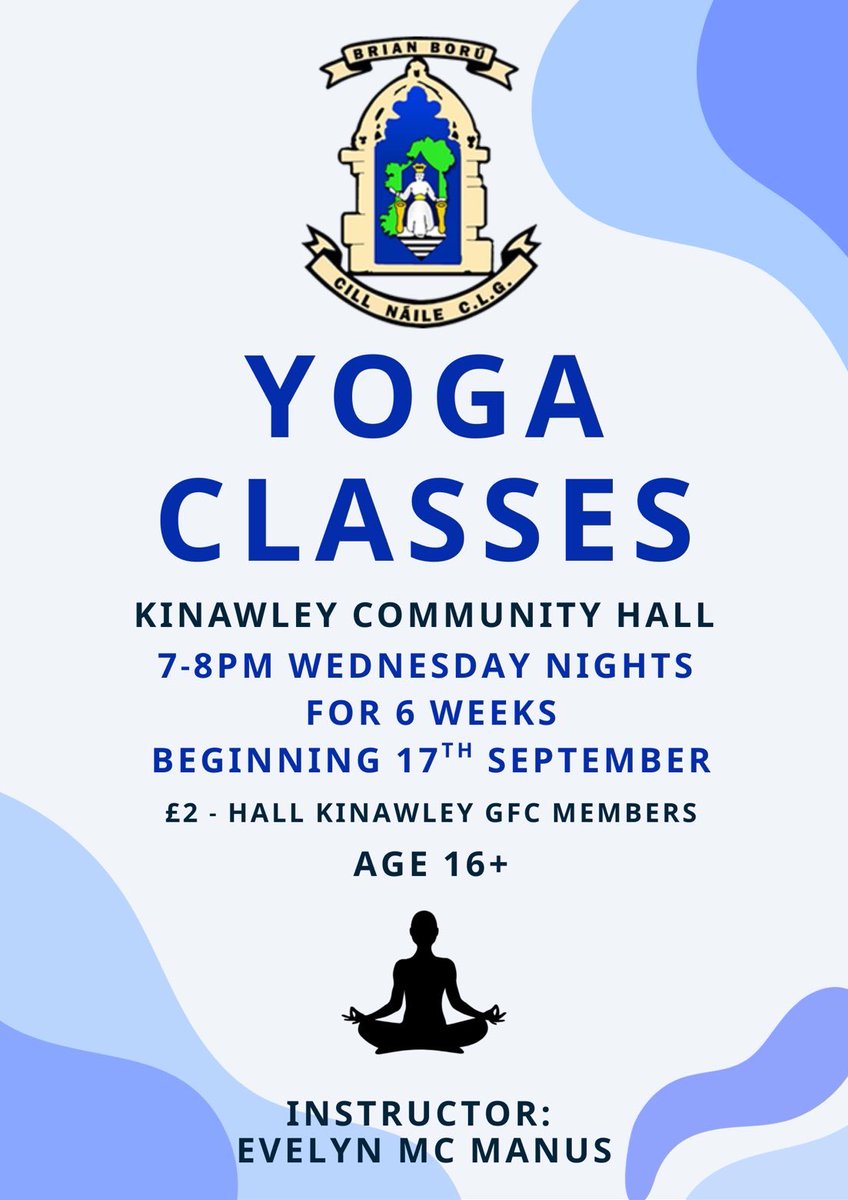 6 weeks of relaxing &amp; rejuvenating yoga classes

✨ Improve flexibility, reduce stress, &amp; boost your wellbeing.
🧘 Suitable for beginners!!l

📅 Starts 17th Sept
⏰7-8pm
📍 Kinawley Community Hall
💷 £2 for members
👥 16+
👩‍🏫 Evelyn McManus

Bring a mat, and take time for yourself