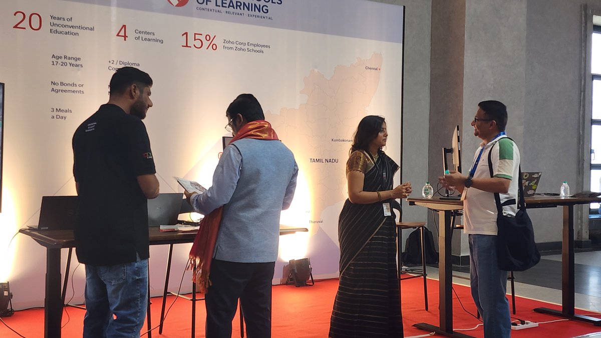 ZohoSchools's tweet image. Mahesh Aravinda and Geetha Bala, faculty from @ZohoSchools, were at the @manageengine #CIOSummit last week. It was inspiring to share our 20-year journey that aims to be an alternative to conventional #education, and how our alumni comprise 15% of @Zoho's workforce today.