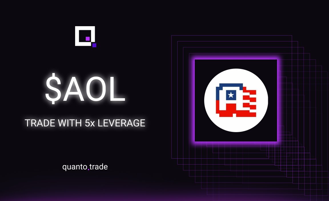 OX.FUN (@oxfunhq) on Twitter photo New Perps Listing: $AOL by <a href="/america_dot_fun/">America.Fun ๐บ๐ธ๐ฆ
</a>
Now tradeable on quanto.trade with up to 5x leverage. New Perps Listing: $AOL by <a href="/america_dot_fun/">America.Fun ๐บ๐ธ๐ฆ
</a>
Now tradeable on quanto.trade with up to 5x leverage.
