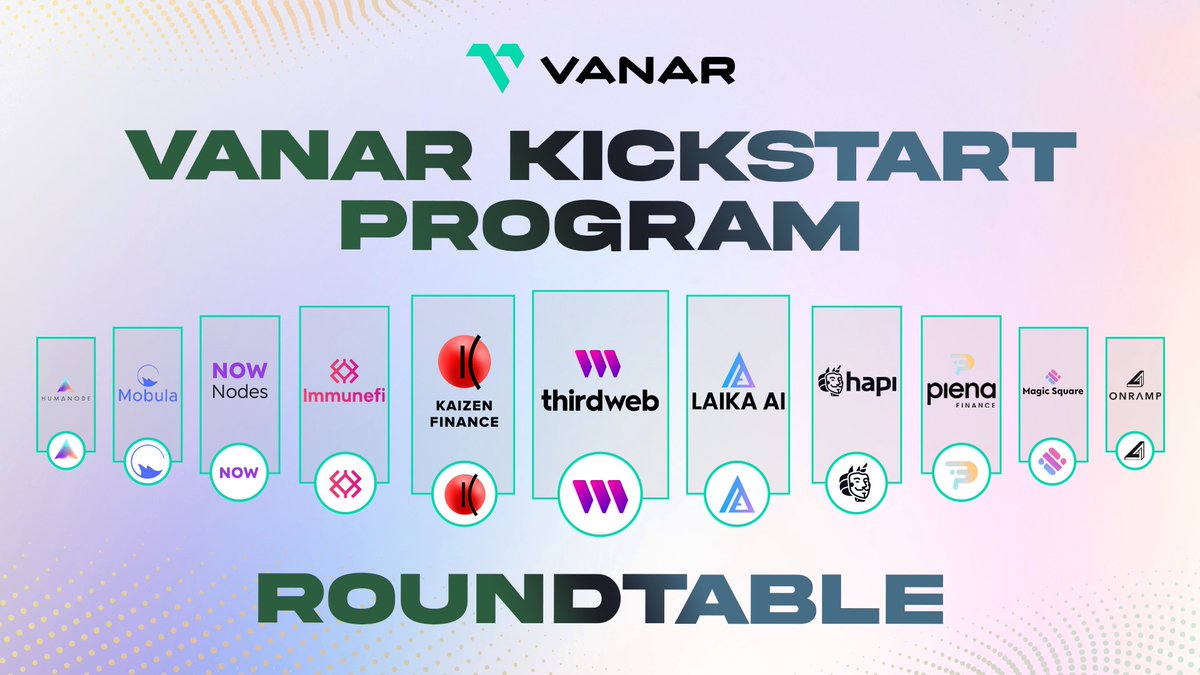 Vanarchain's tweet image. Vanar Kickstart Roundtable #1 is here.

🗓 September 10th
⏰ 2PM UTC

The first wave of Kickstart partners will join us for a rapid-fire AMA to showcase their projects &amp;amp; perks for builders.

📡 Live on X Spaces: x.com/i/spaces/1lDGL…