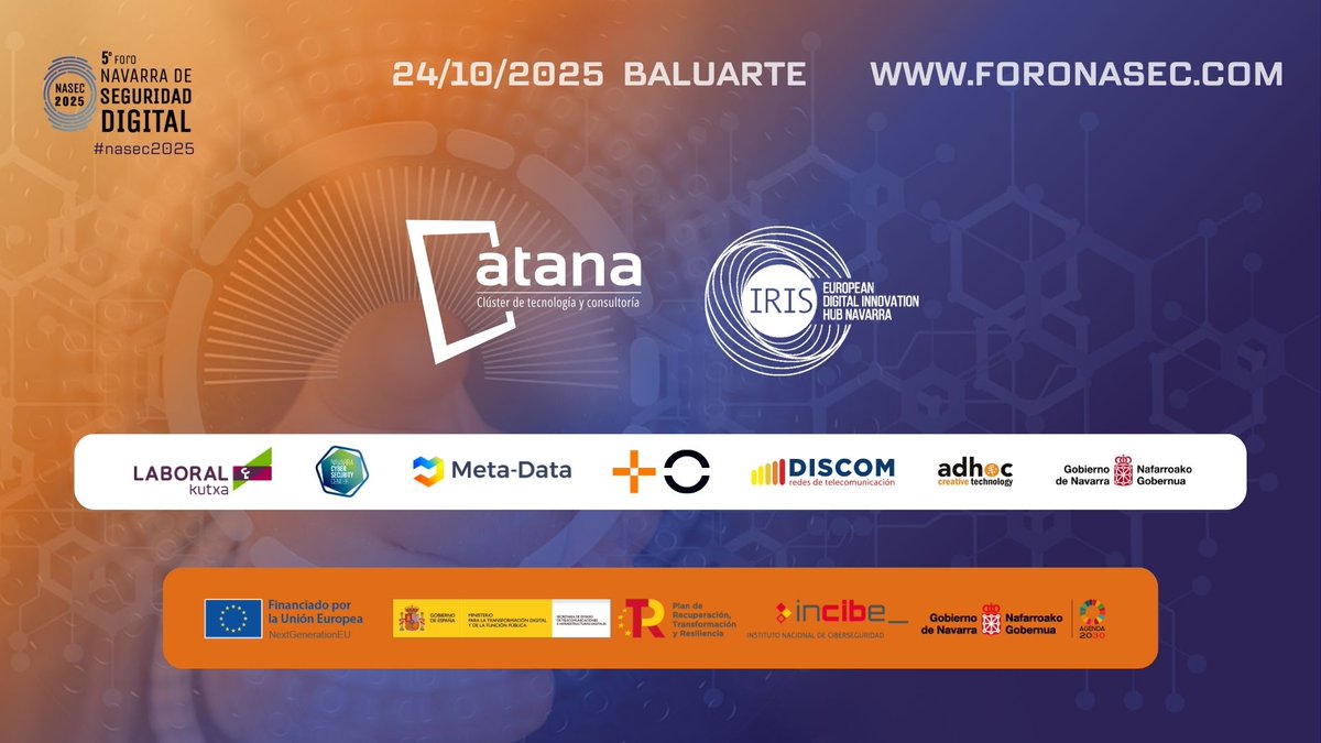 Estamos preparando el mayor evento de ciberseguridad en Navarra y para ello contamos con la colaboración de los mejor patrocinadores.

Recuerda, si no quieres perderte el eventazo del otoño, inscríbete en foronasec.com

#atana #foronasec #nasec2025 #seguridaddigital