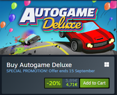 Autogame Deluxe is on sale! Play my one button party game with up to ten people! 🚗🚓 That's not even 50 cents per person! 😁
Link in reply! 👀