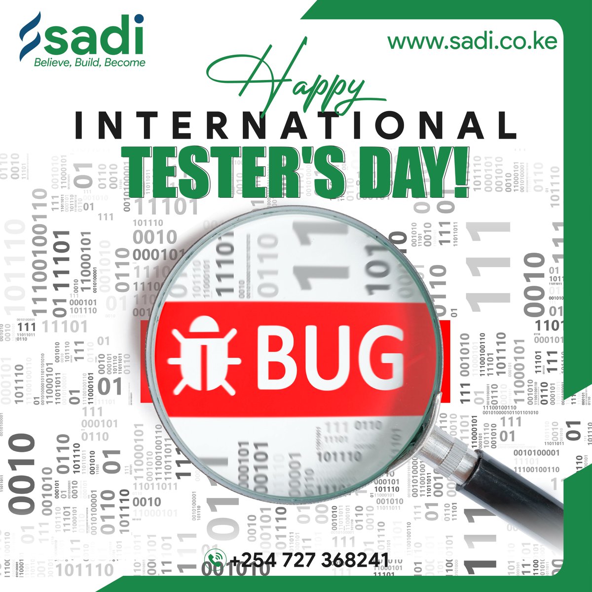 sadicompany's tweet image. Every bug caught is a step closer to perfection.
Happy International Tester’s Day to all QA warriors out there!
#ecommercewebsite #webdesignkenya #smartwebdesign #electronicskenya #tourwebsite #sellonline #web #website #WebDesign #web