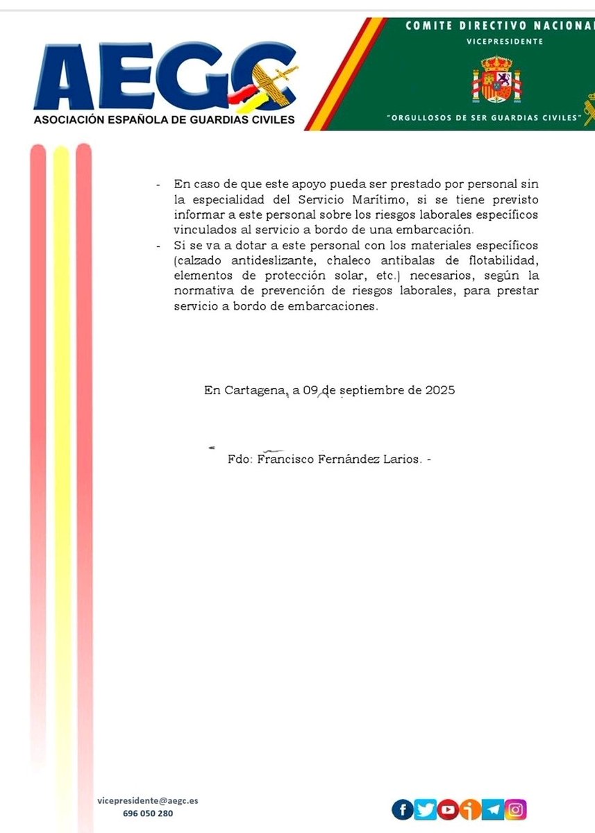 Desde #AEGC trasladamos a la Comisión de Riesgos Laborales nuestra inquietud por el embarque de personal ajeno al SEMAR de GC en buques, sin formación ni equipos personales apropiados. 
Tú SEGURIDAD es nuestra PRIORIDAD.

⚔️🇦 🇪 🇬 🇨 🇪🇸