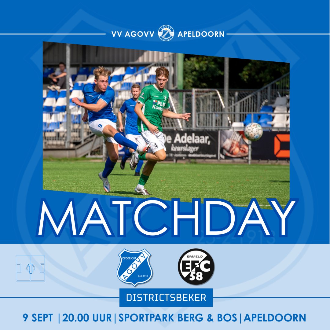 𝕄𝔸𝕋ℂℍ𝔻𝔸𝕐 | AGOVV treft vanavond EFC’58 in midweekse bekerronde

⚔️ <a href="/EFC58ERMELO/">EFC58</a>
🕗 20.00 uur
🏟 Berg &amp; Bos 
👮‍♂️ W O'Niel
📝agovv.nl/1/1898/agovv-t…