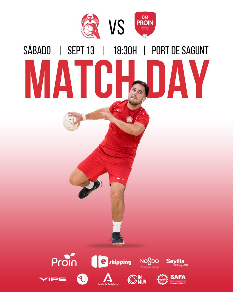 🏆Arranca la División de Honor Plata!!

Este sábado damos el pistoletazo de salida a la temporada con un partidazo 🆚 <a href="/bmpuertosagunto/">Fertiberia Puerto Sagunto</a> 

🗓️ Sábado 13
🕢 18:30
📍Pabellón Port de Sagunt

#VamosProin #BMProinSevilla