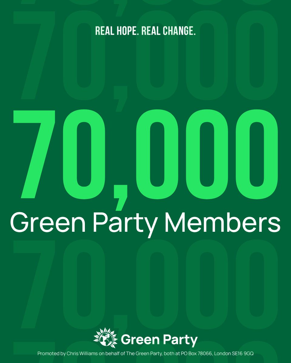 The Green Party has hit 70k members!

We've got more MPs, more councillors, and now more members than EVER before

The country is crying out for a positive alternative – and you can help us build it

There's never been a better time to join our movement: join.greenparty.org.uk