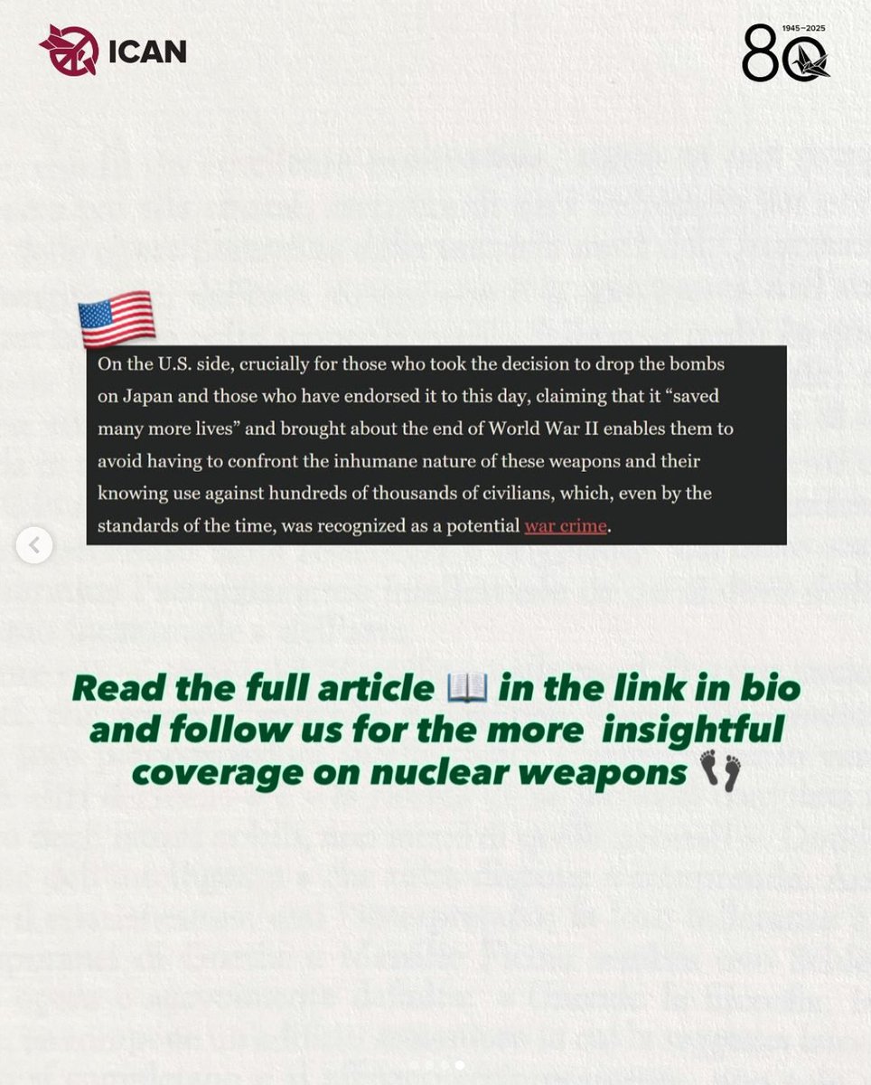 nuclearban's tweet image. The atomic bombs on Hiroshima and Nagasaki did not end World War II and here is why: merotribune.com/2025/08/25/the…

#NuclearBan #Disarmament #InternationalSecurity