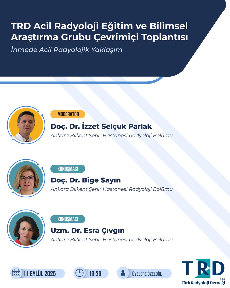TRD Acil Radyoloji Eğitim ve Bilimsel Araştırma Grubu Çevrimiçi Toplantısı

Konu: İnmede Acil Radyolojik Yaklaşım

📅 11 Eylül 2025
🕒 19:30
🔒 Üyelere özeldir.