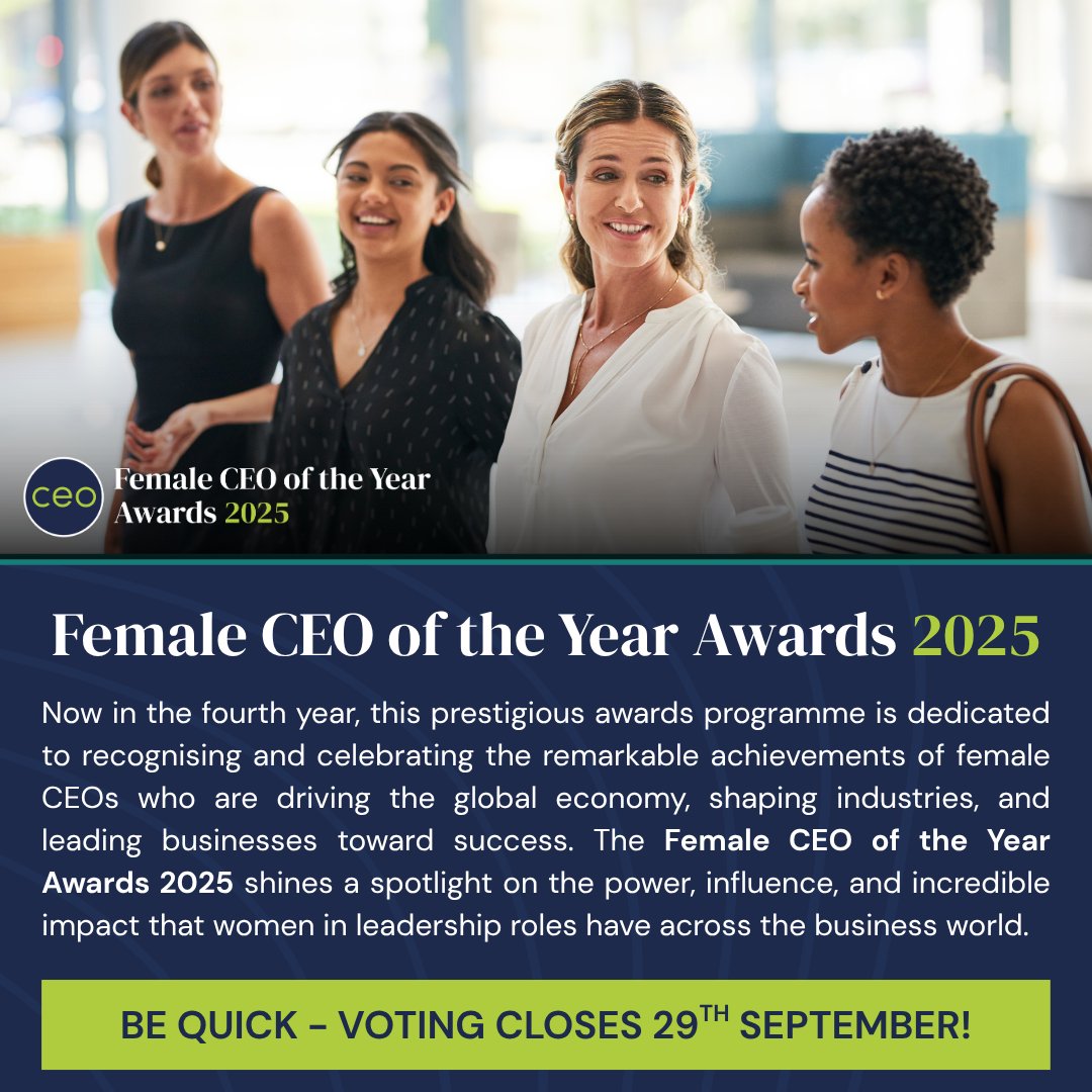 CEO_Monthly's tweet image. 🌟 Are you a female CEO breaking barriers? Or do you know one? 🌟

Voting is OPEN for the Female CEO of the Year Awards 2025!

✅ Show your support
✅ Champion excellence
✅ Vote before 29th Sept

Nominate now! 👉  zurl.co/8N3q1

#FemaleCEO #CEOMonthly