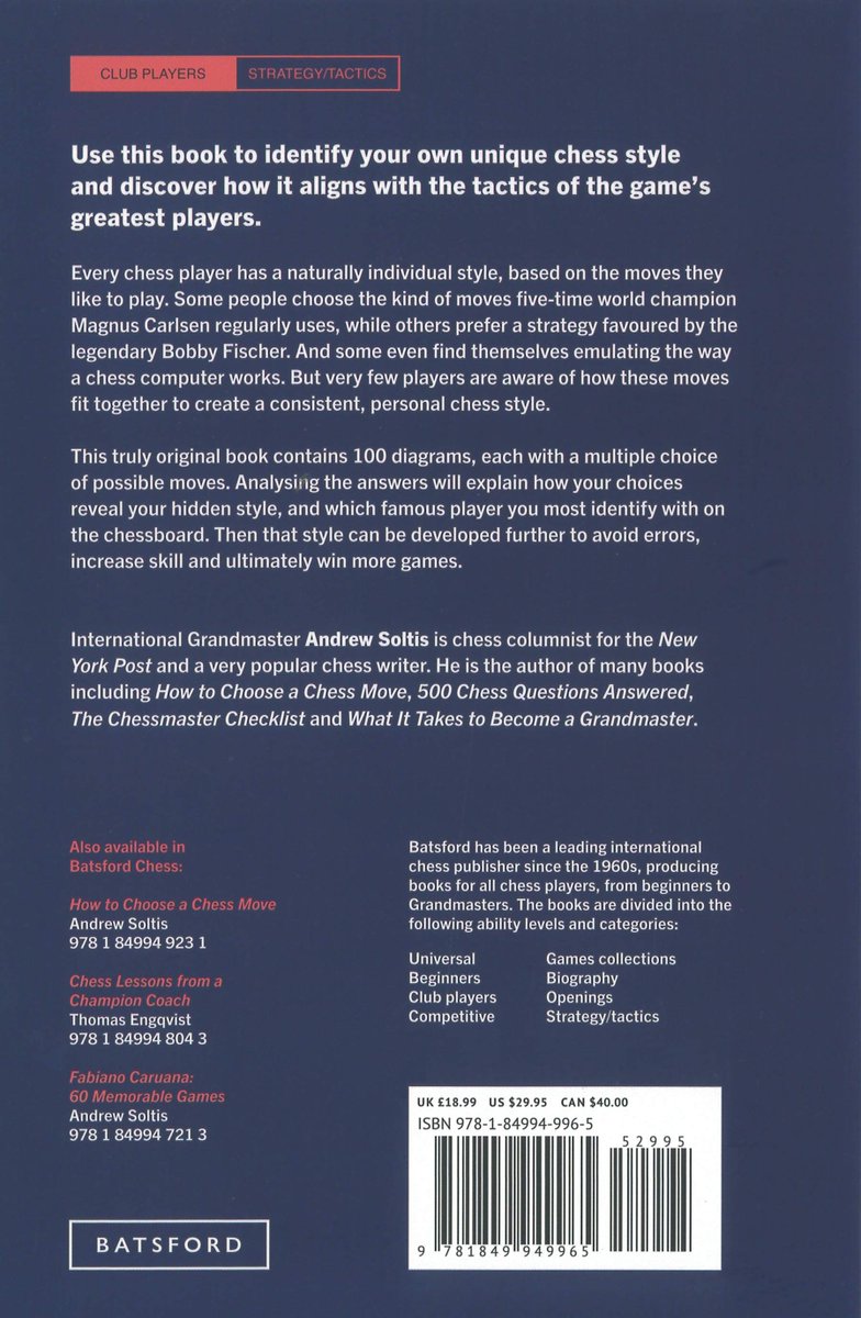 euroschach's tweet image. Are you a Kasparov, a Carlsen or a Fischer?🤔😅 Das fragt Andrew Soltis in seinem neuen Buch: euroschach.de/andrew-soltis-…

Neu bei Euro Schach im Sortiment. Wir wünschen einen schönen Dienstag! 👋#schach #Chess #chesschamp #ajedrez #schachlernen