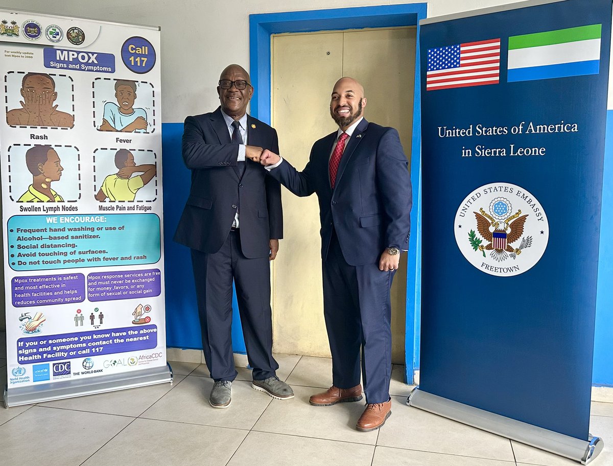 mohs_sl's tweet image. “We’ve moved from 2,000 active #MPox cases to 63 currently. But, it’s not time to celebrate, it’s time to be cautiously optimistic,” says @DembyAustin as he just received 67,000 doses of vaccines from the @usgov. This marks another massive win in the fight against the virus.