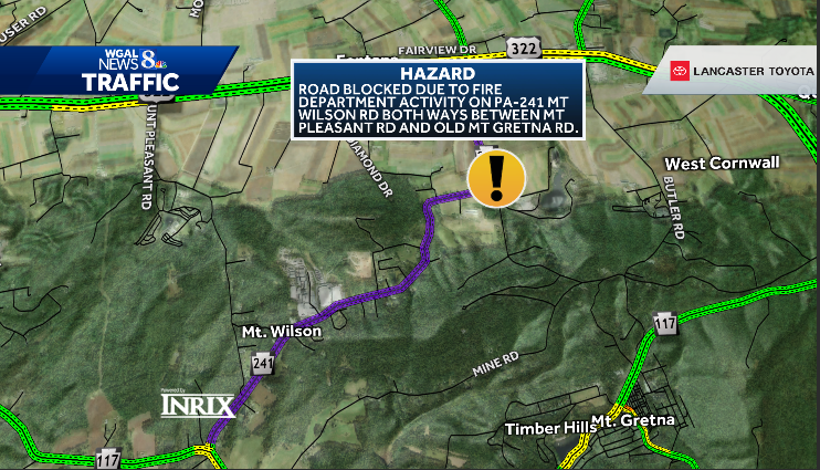 Road Closure in Lebanon County because of the Weabers Saw Mill Fire in South Annville TWP