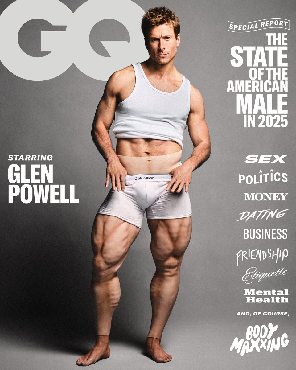 Introducing "The State of the American Male in 2025," a special issue of GQ starring Glen Powell gq.visitlink.me/HgxWRd