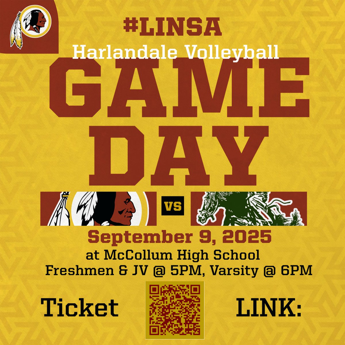 Harlandale_HS's tweet image. 🏐 GAME DAY!
Your Lady Indians take on the Cowboys tonight! Let’s pack the gym, bring the energy, and cheer loud for our Lady Indians! 💛❤️
#LINSA #IndianPride

events.hometownticketing.com/boxoffice/harl…