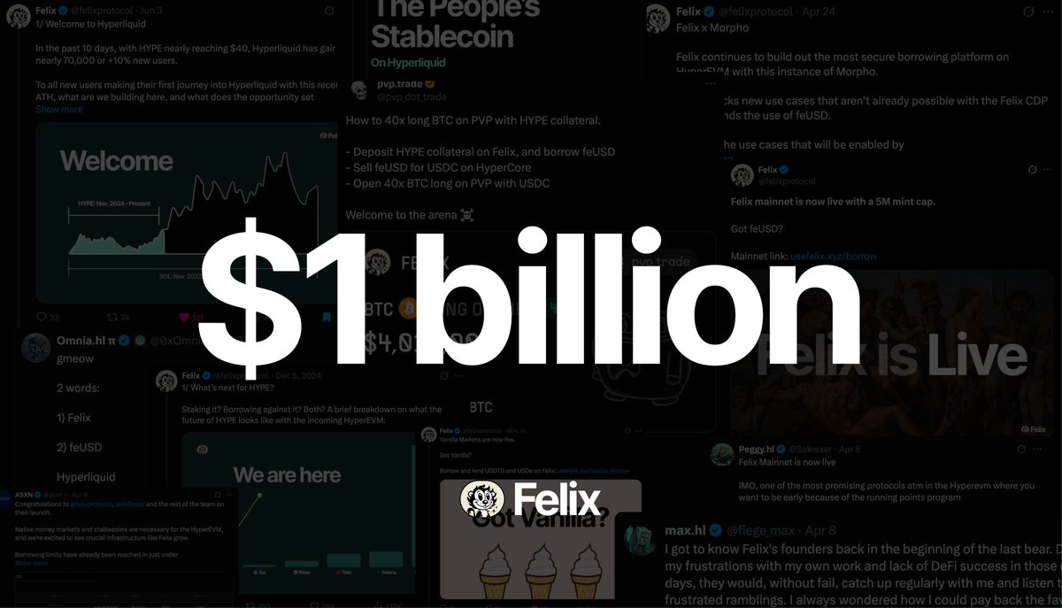 felixprotocol's tweet image. Officially over $1 billion in deposits across Felix Vanilla and Felix CDP
Onward