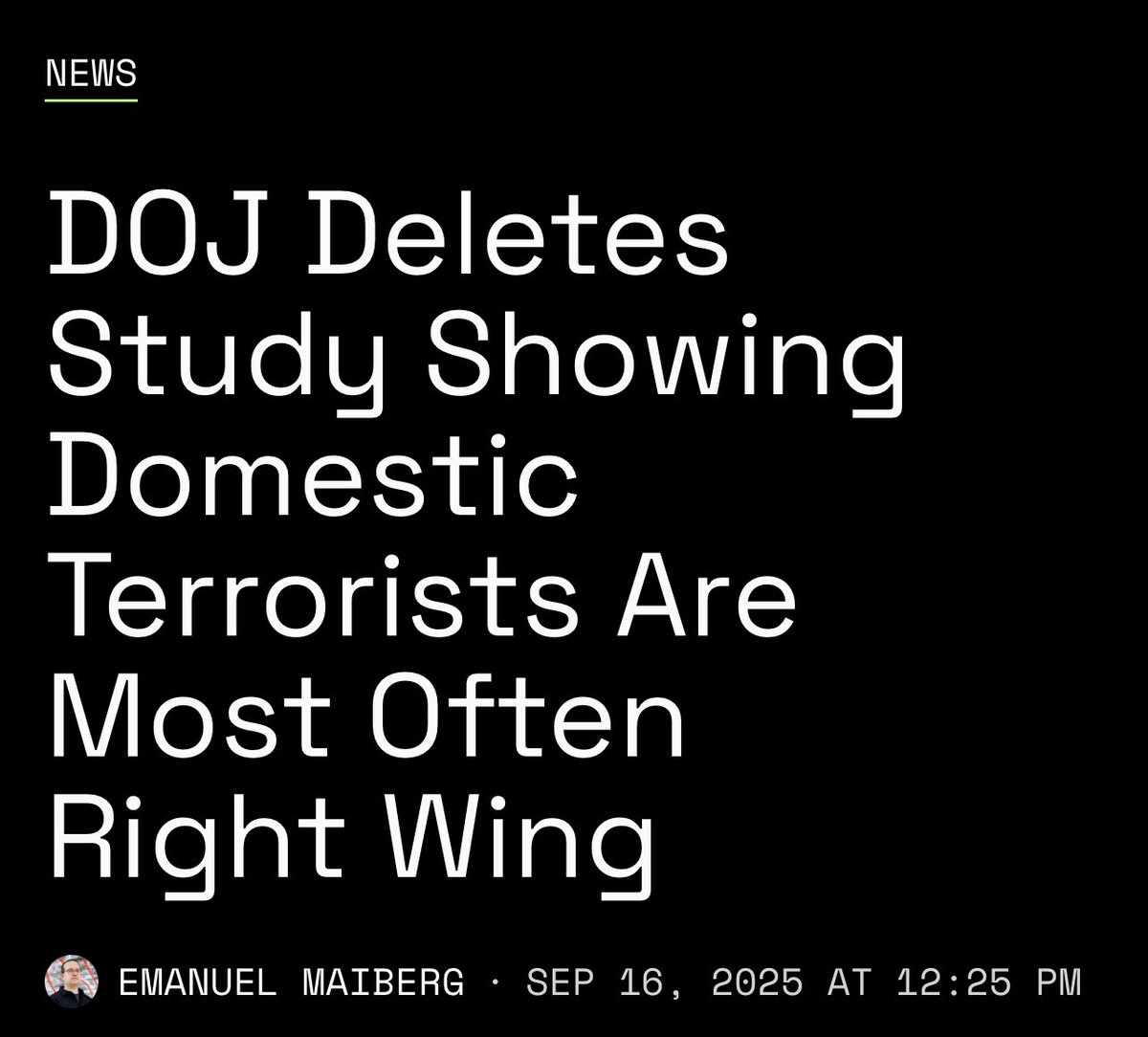 The DOJ has deleted their own study that showed most domestic terrorist acts are done by right wing Americans.