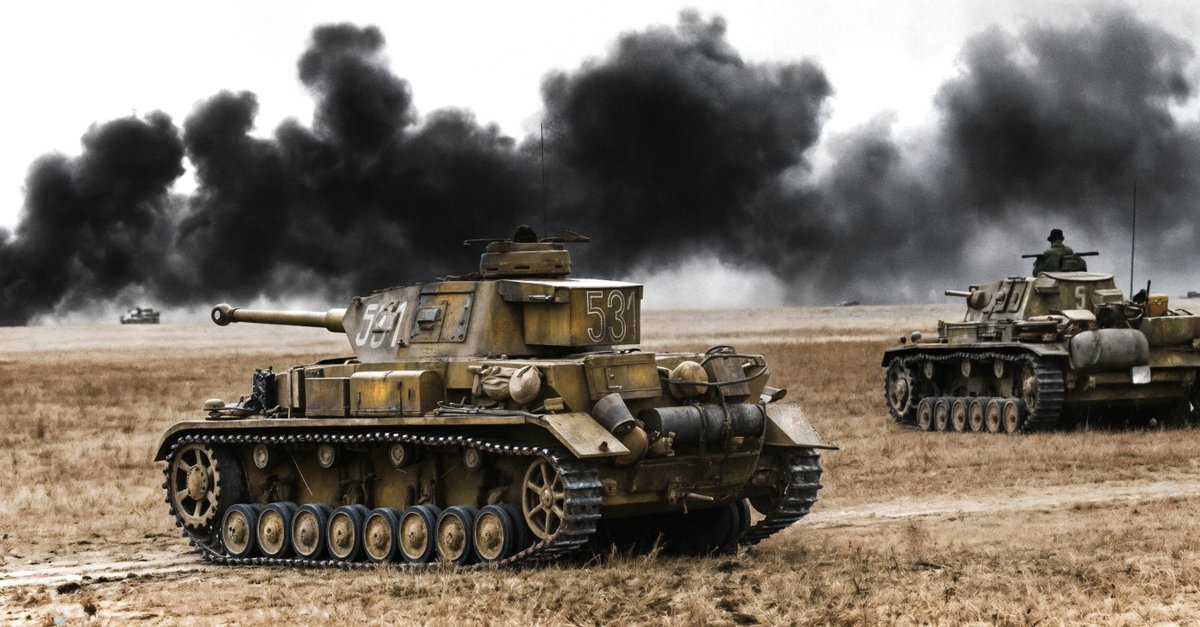 HistoryColorsHD's tweet photo. .German Panzers on the Eastern Front.
Colorized &amp; upscaled from the original black-and-white photo https://t.co/OAa3Mp1rd9