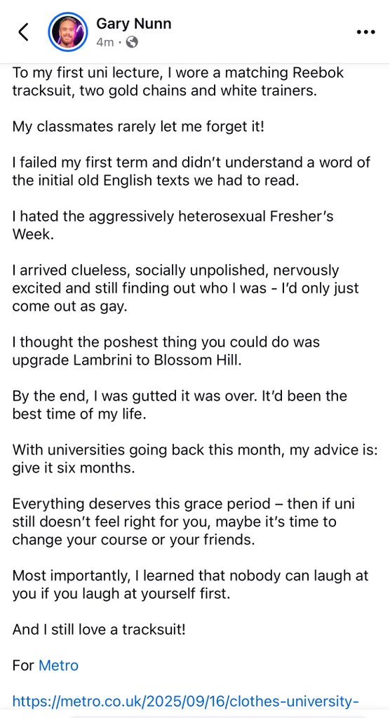 My advice for anyone starting university soon: give it six months. 

For <a href="/MetroUK/">Metro</a> 

metro.co.uk/2025/09/16/clo…