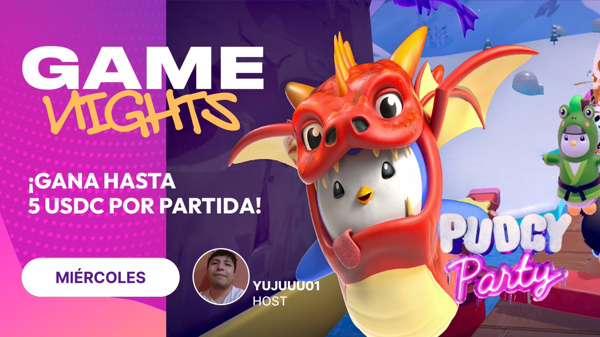 Mañana tenemos GAMENIGHT de <a href="/PlayPudgyParty/">Pudgy Party</a>!

Estaremos jugando con la comunidad junto a <a href="/yujuuu01/">Yujuuu01 🇲🇽</a> 😎
Hay premios en 💰 por partida 

Te esperamos en nuestro Discord! 
20:00 🇻🇪 21:00 🇦🇷