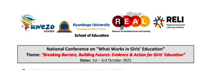 Looking for answers?

 What Works in Girls' Education? 
<a href="/Jadwong/">Louis Jadwong</a>, <a href="/kyamageroandrew/">Andrew Kyamagero</a>
<a href="/CultonScovia/">Culton Scovia Nakamya She / Her</a>  <a href="/CharolFhidhel/">Tusingwire Caroline Fidel</a>
  your views and the rest

<a href="/UwezoUganda/">Uwezo Uganda</a> has planned a conference scheduled for Oct  1–3, 2025, on the same topic
#GirlsEducationUg 
<a href="/MNakabug/">Mary Goretti Nakabugo</a> <a href="/kyambogou/">KYAMBOGO UNIVERSITY</a> <a href="/ReliAfrica/">RELI Africa</a>