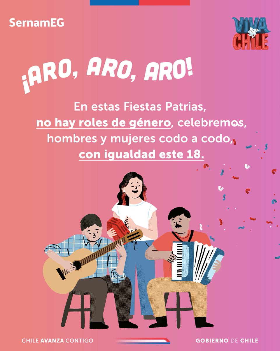 Según datos de la Encuesta Nacional del Uso del Tiempo (ENUT) as mujeres destinan tres horas y media al día en trabajos de cuidados no remunerados

🇨🇱En Fiestas Patrias promovamos la corresponsabilidad en las labores del hogar y de cuidado. 

¡Este 18 se celebra en equipo! 💪🏽